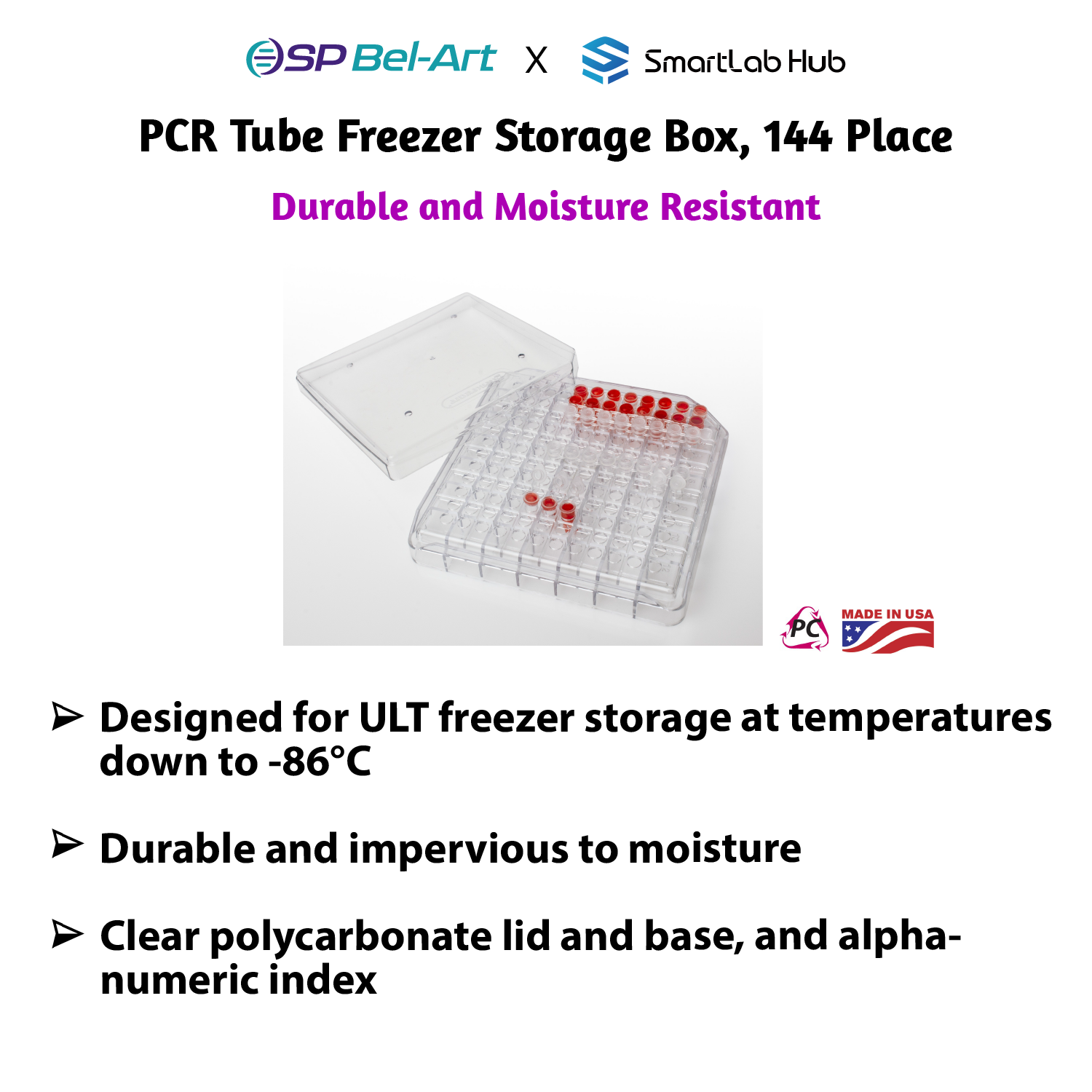 Bel-Art SP Scienceware 144-Place PCR Tube Freezer Storage Boxes PCR Tube