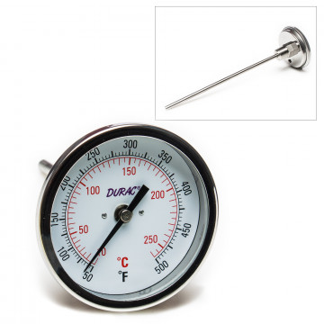 SP Bel-Art, SP Bel-Art, H-B DURAC Bi-Metallic Dial Thermometer; 70 to 400C  (150 to 750F), 1/2 in. NPT Threaded Connection, 75mm Dial