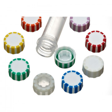 Labcon Screw Caps with Elastomeric Seal for SuperClear® microtubes, Green Color, in Bags (500pcs x 10 packs)